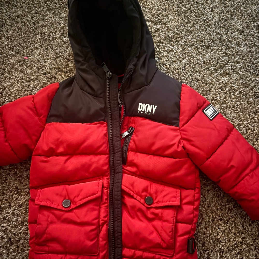 DKNY Sport Red and Black Logo Puffer Jacket